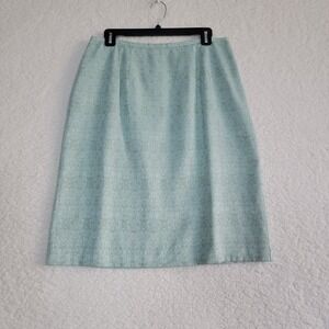 Norton McNaughton Skirt Women 12 Green Damask Brocade Knee Length Pencil Vent